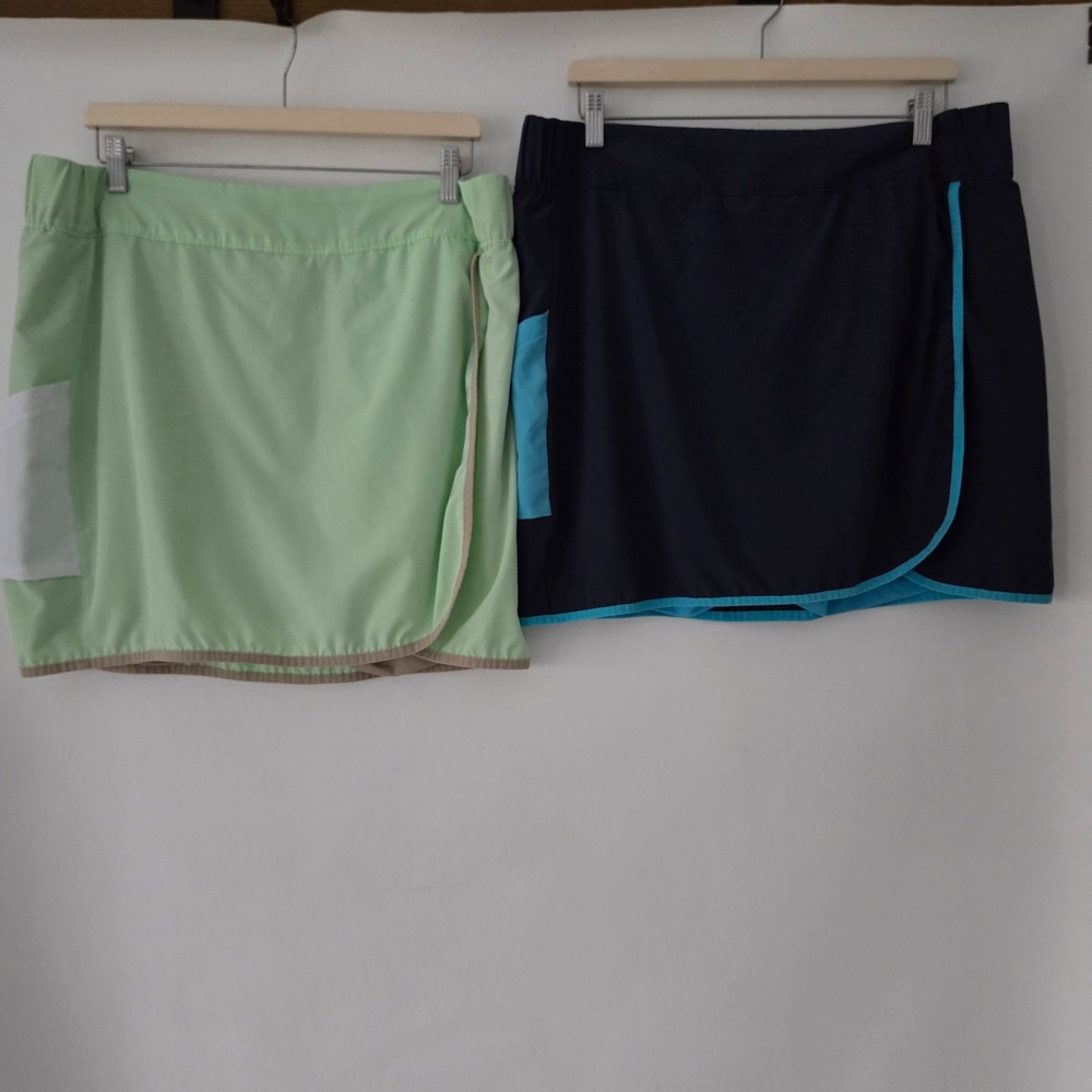 Lot of 2 Columbia Skorts Green Navy Blue Active Athletic Women XL